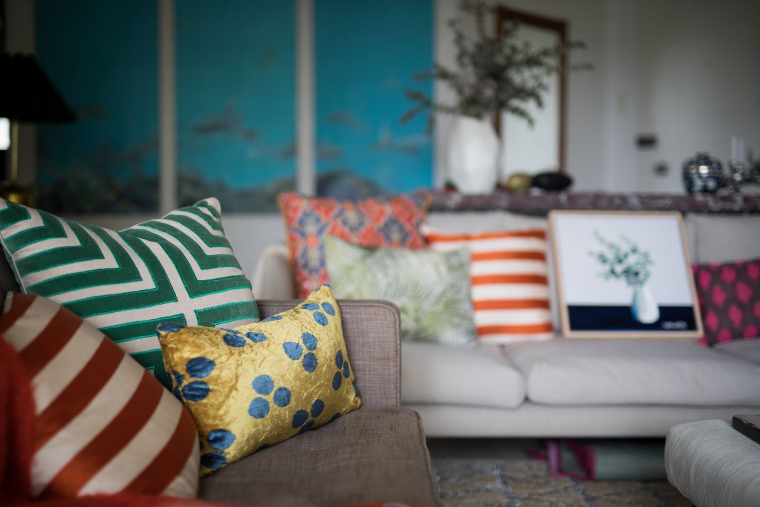 cushions on sofa